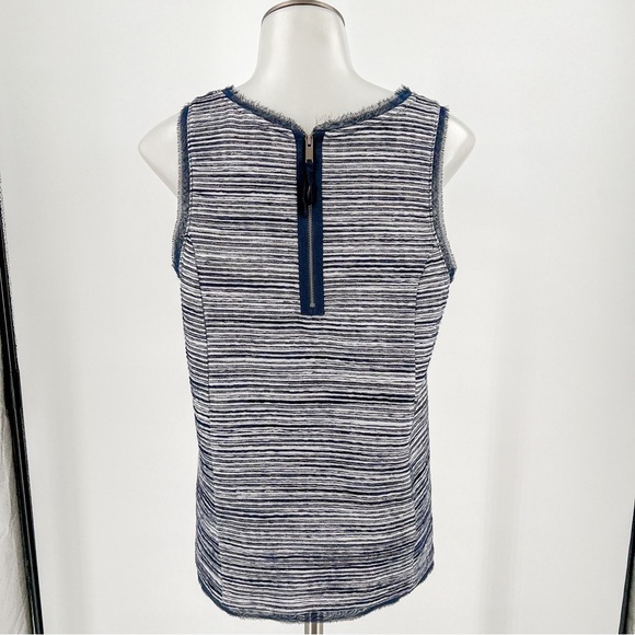 ANTHROPOLOGIE VANESSA VIRGINIA Women’s INDIRA Top Navy Blue Textured Striped - Picture 3 of 5